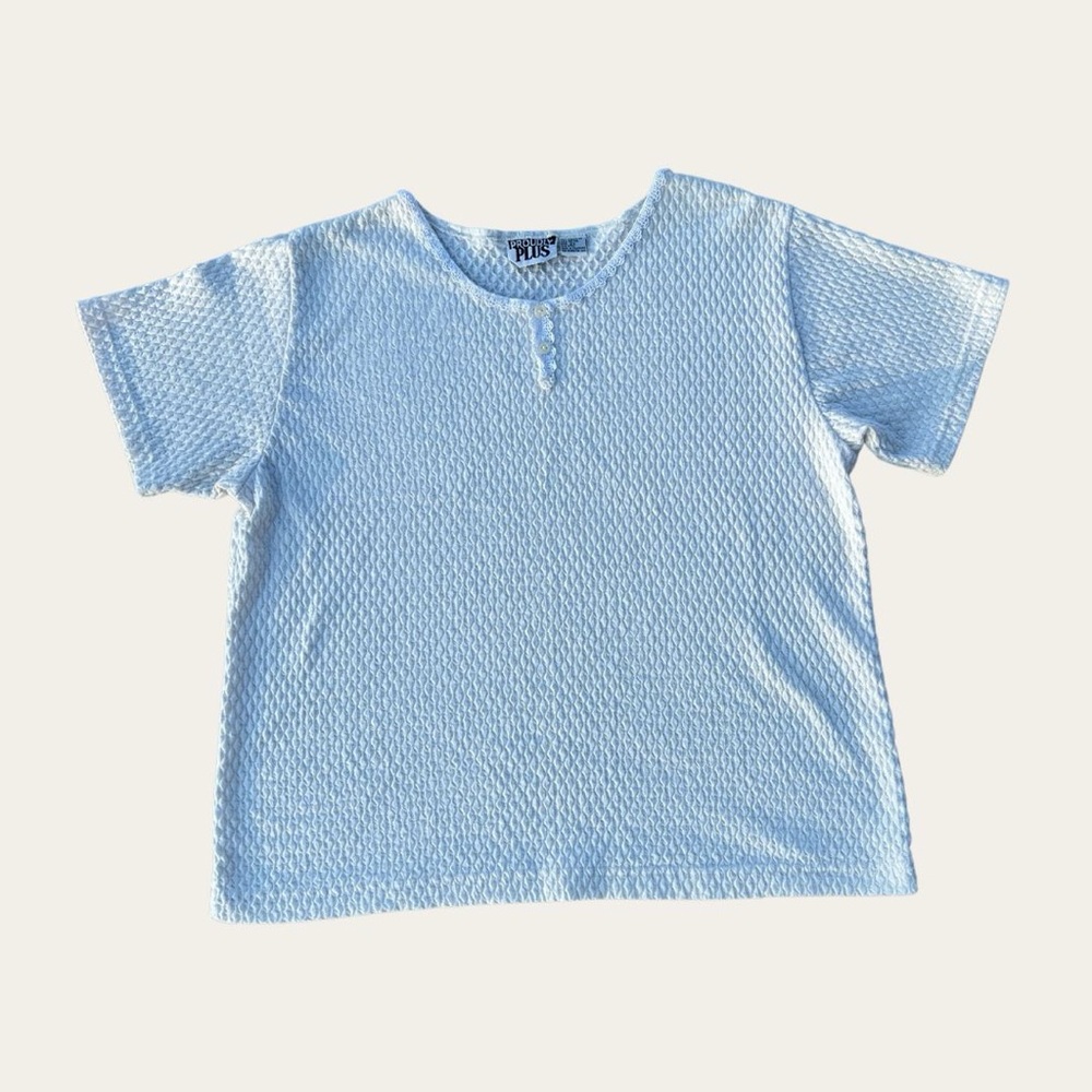 Vintage Off-White Textured Henley T-Shirt